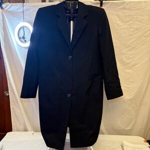 Vintage Nicola Made in Italy Classic Trench Coat Long Black Pea Coat Jacket 8